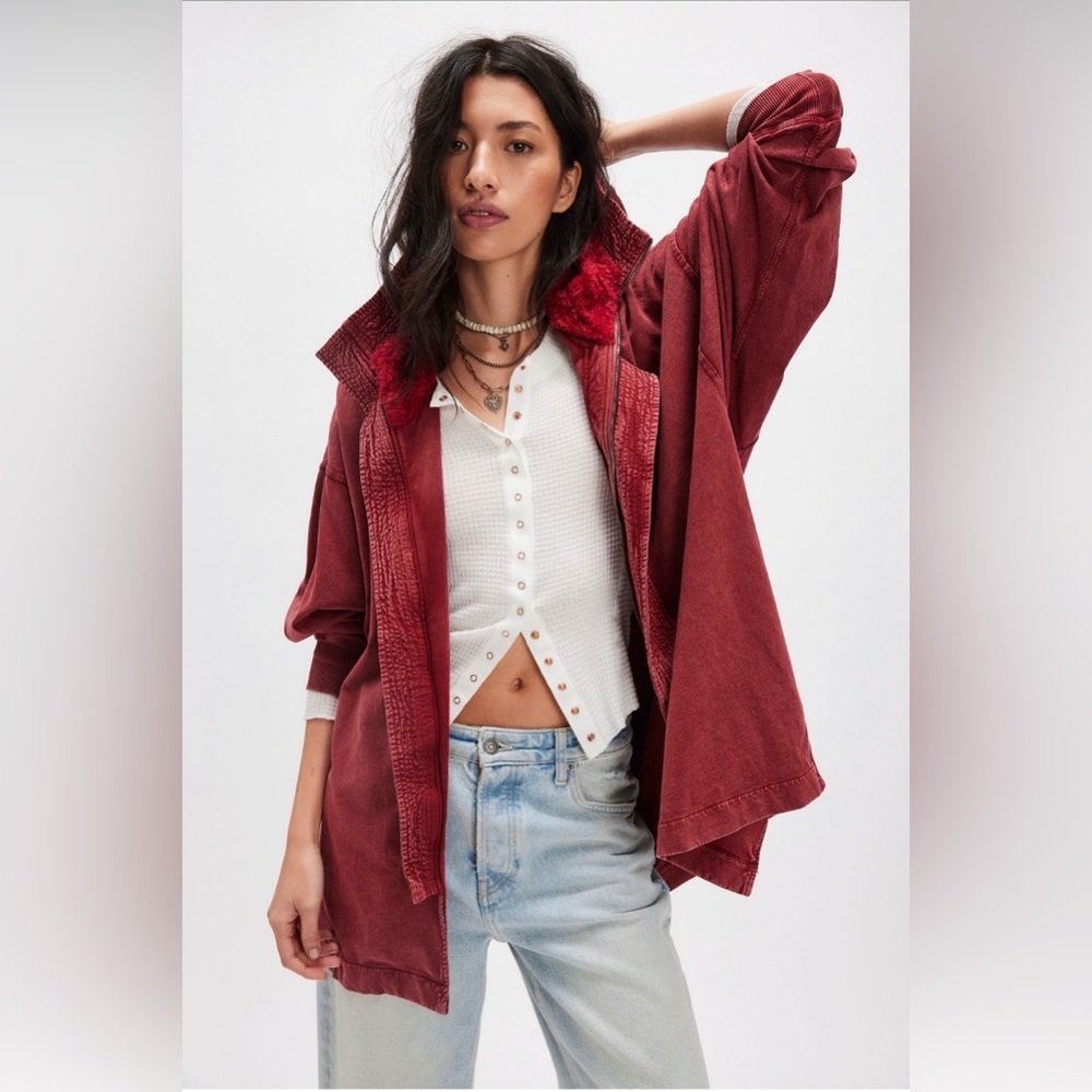 Free People Faux Fur Lined Hoodie~ NWOT!